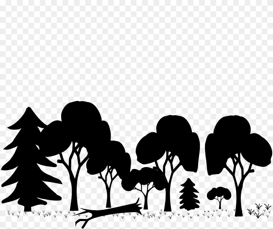 Mixed Forest Silhouette, Gray Free Png Download