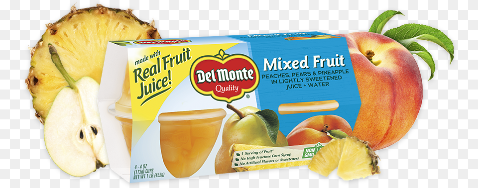 Mixed Fruit Fruit Cup Snacks Del Monte Fruit Cup Snacks In 100 Juice, Food, Plant, Produce, Peach Png Image