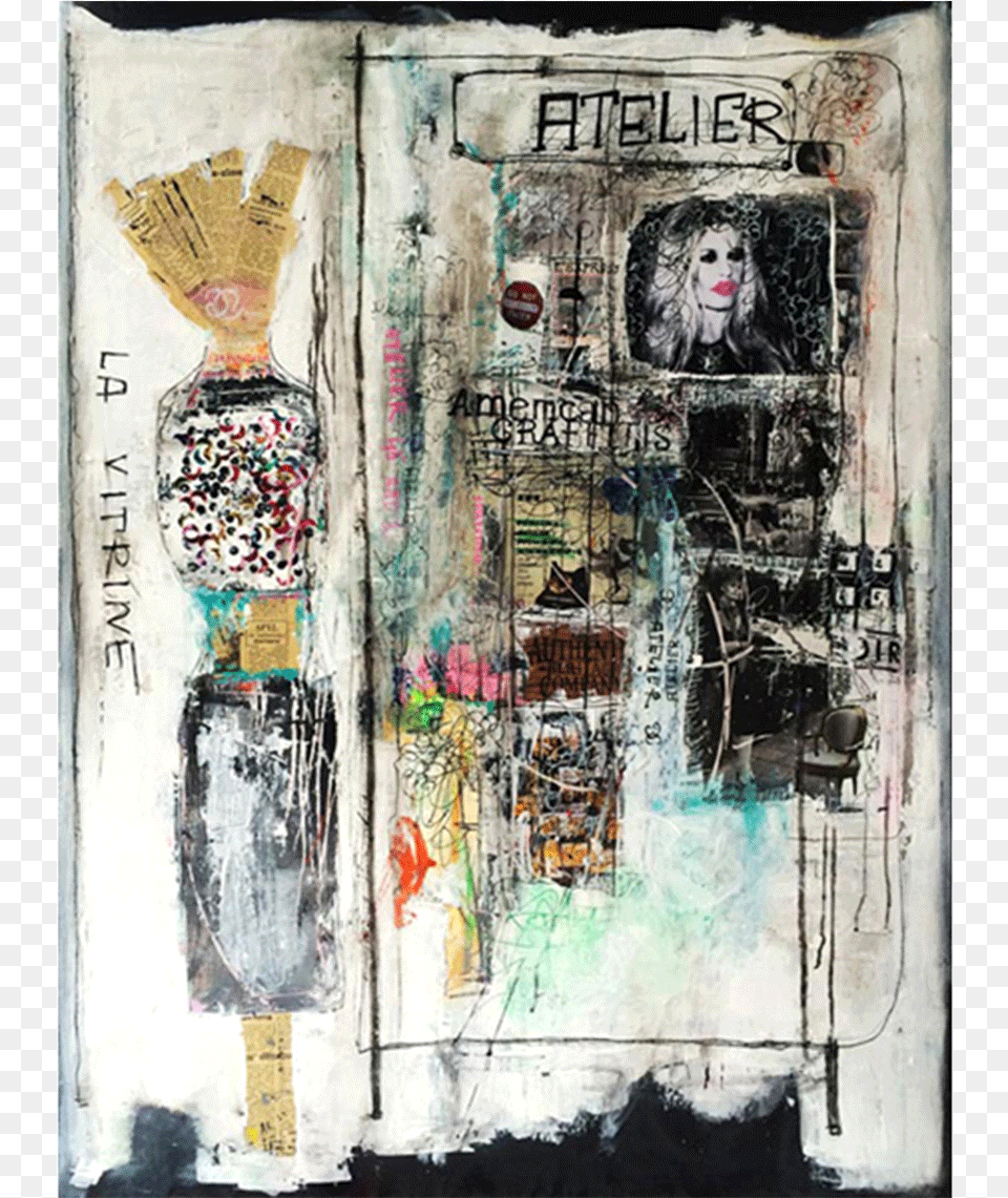 Mixed Media On Canvas 51 X Painting, Art, Collage, Adult, Person Png Image