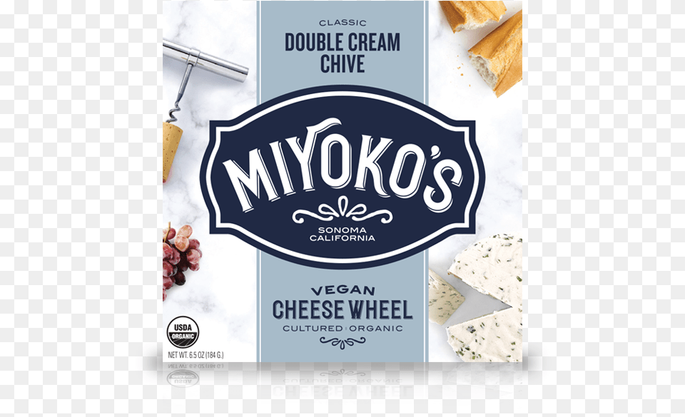Miyoko S Vegan Cheese Miyoko Classic Double Cream Chive, Advertisement, Poster, Bread, Food Png