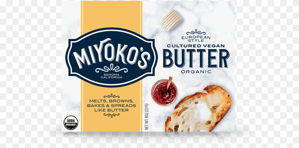 Miyokos Vegan Butter Miyoko39s Cultured Vegan Butter, Advertisement, Poster, Bread, Food Free Png Download
