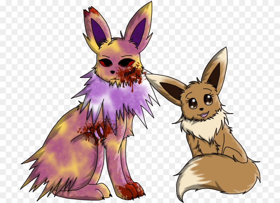 Miyu The Eevee And Rebel The Undead Jolteon Miyuamprebel Jolteon Blood, Book, Comics, Publication, Person Png Image