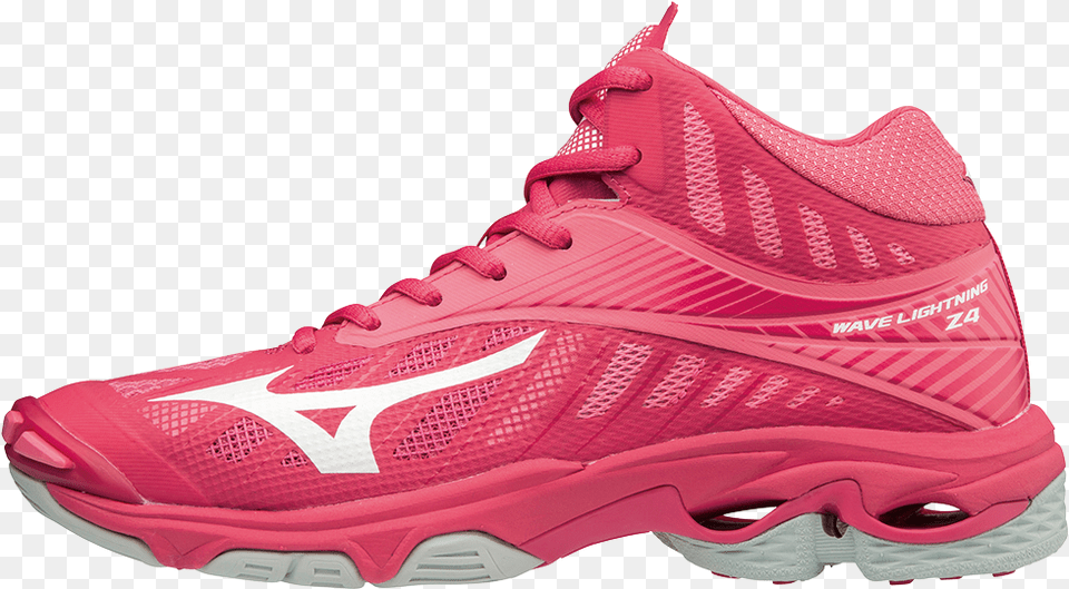 Mizuno Wave Lightning Z4 Mid Pink Indoor Shoe Mizuno Wave Lightning Z4 Rosa, Clothing, Footwear, Running Shoe, Sneaker Free Transparent Png