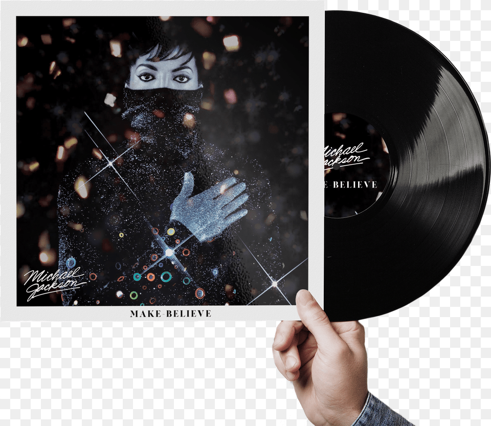 Mj Albumcover Vinyl Record Cover Mockup Psd Template Michael Jackson Make Believe, Person, Hand, Body Part, Finger Png