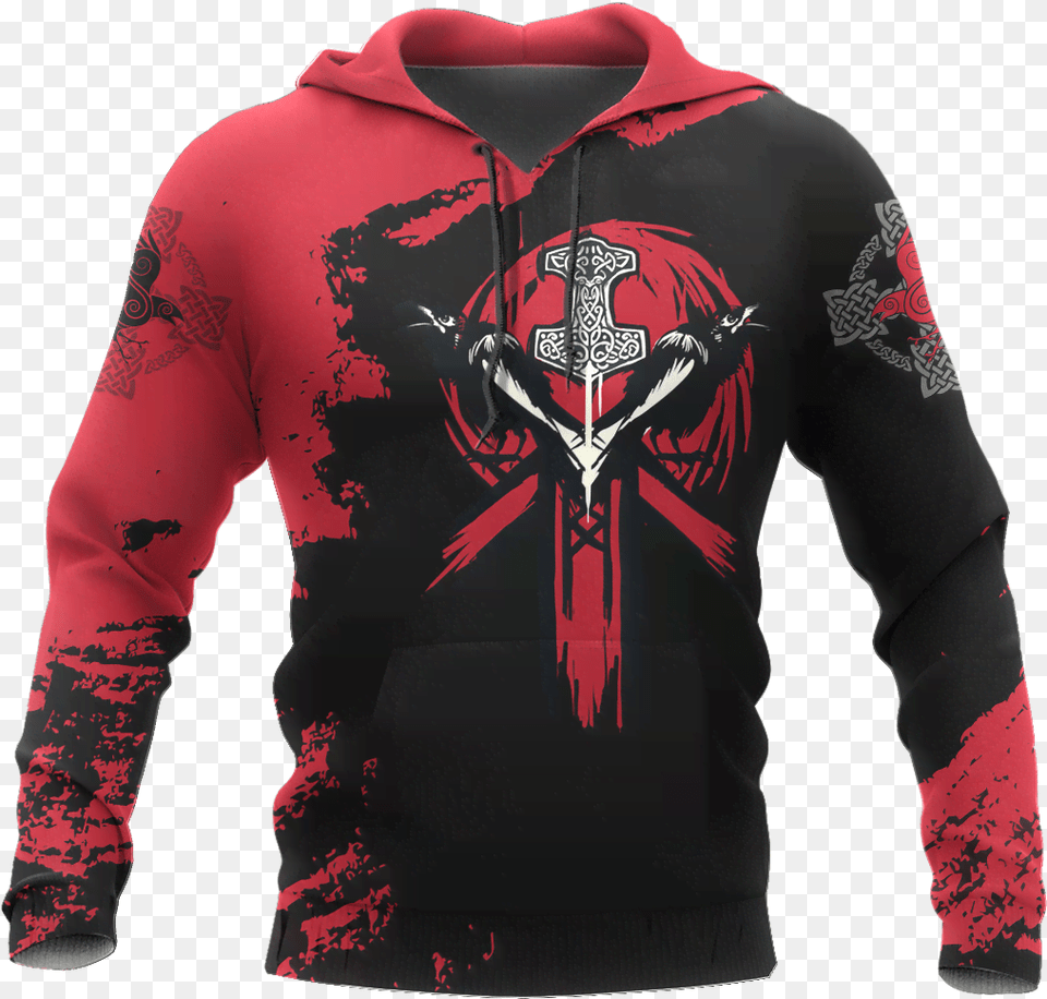 Mjolnir 4 Honor Tattoo Viking, Clothing, Hoodie, Knitwear, Sweater Png