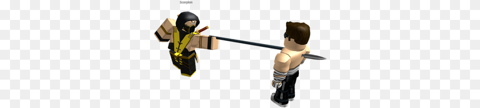 Mkx Scorpion Vs Johnny Cage Roblox Figurine, Bulldozer, Machine, Baby, Person Free Png