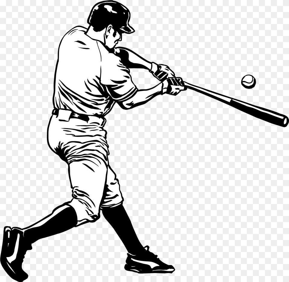 Mlb Baseball Player Batting Baseball Player Batting Drawing, Team Sport, Team, Sport, Person Free Png Download