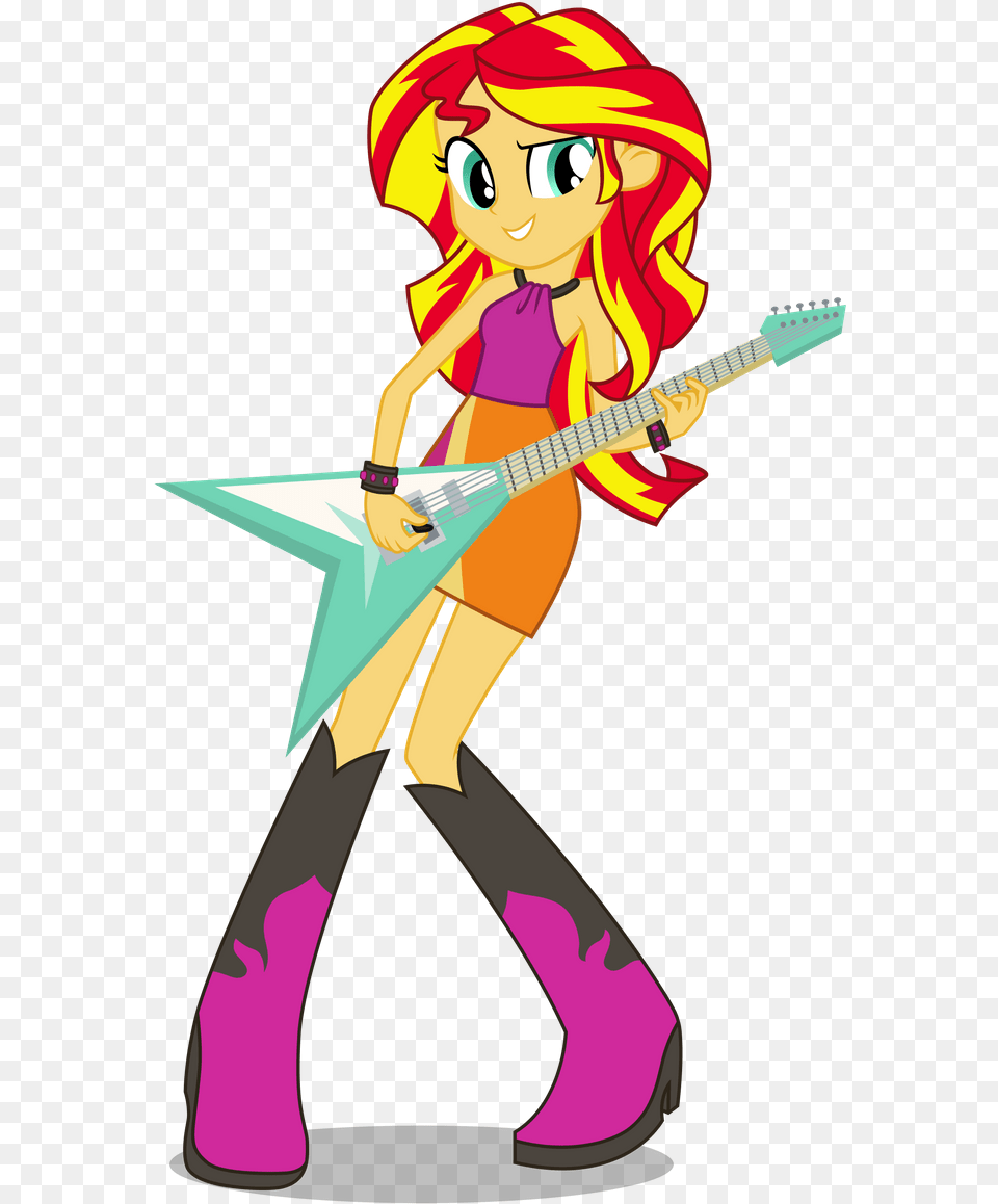 Mlp Sunset Shimmer Guitar, Book, Comics, Publication, Person Free Transparent Png