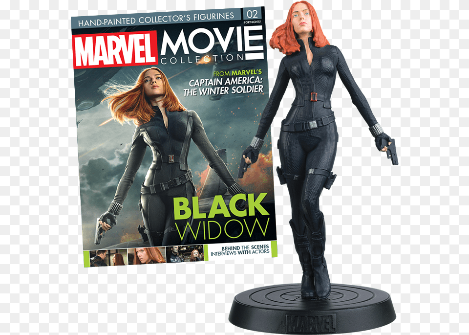 Mm Issue02 Black Widow Eaglemoss Marvel Movie Collection Figurine, Adult, Publication, Person, Woman Free Png