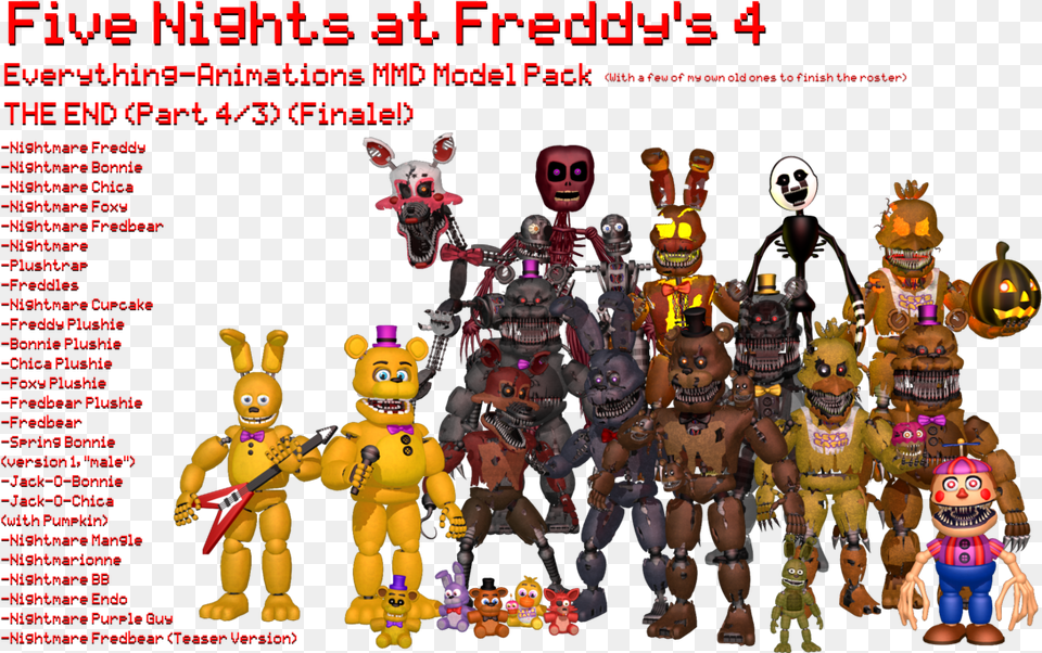 Mmd Fnaf 4 Pack, Toy, Baby, Person, Adult Free Transparent Png