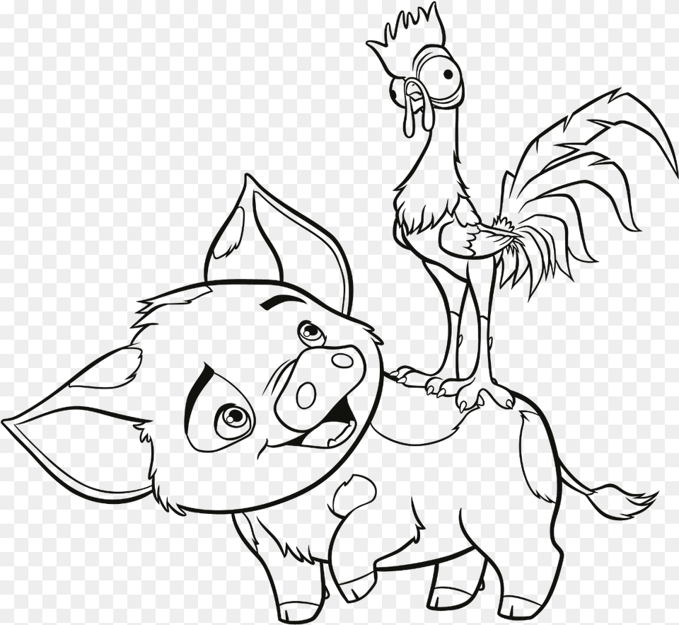Moana Coloring Pages Hei Hei, Art Free Png
