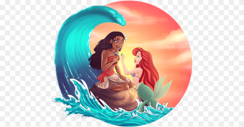 Moana Ocean Disney Mermaid Mermaids Thelittlemermaid Moana And Ariel, Book, Comics, Publication, Adult Free Transparent Png