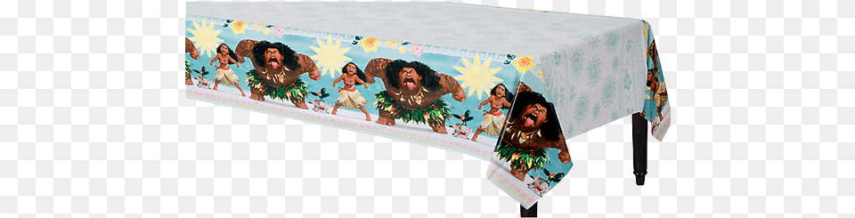 Moana Party Plastic Table Cloth Tablecloth, Crib, Furniture, Infant Bed, Person Free Png Download