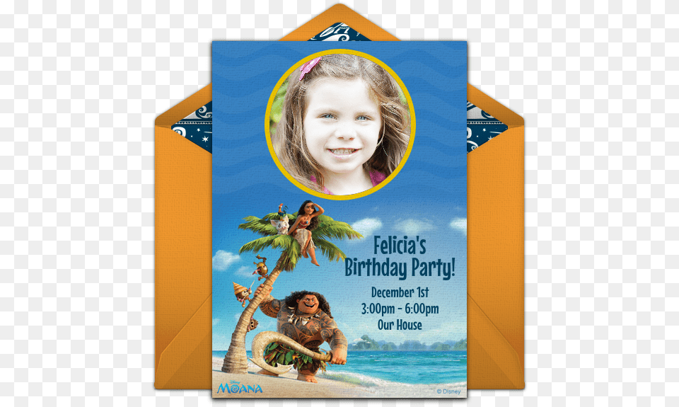 Moana Photo Online Invitation Moana On The Beach, Advertisement, Poster, Girl, Child Free Png Download
