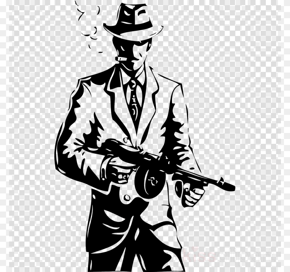 Mob Gangster Drawing Clipart Gangster Drawing Mafia Gangster Gun, Firearm, Rifle, Weapon, People Free Png Download