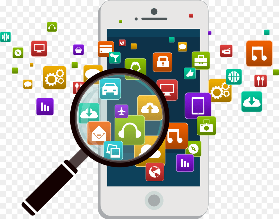 Mobile App Development Mobile Phones Android Software Transparent Background Mobile App Development, Electronics, Mobile Phone, Phone, Magnifying Free Png
