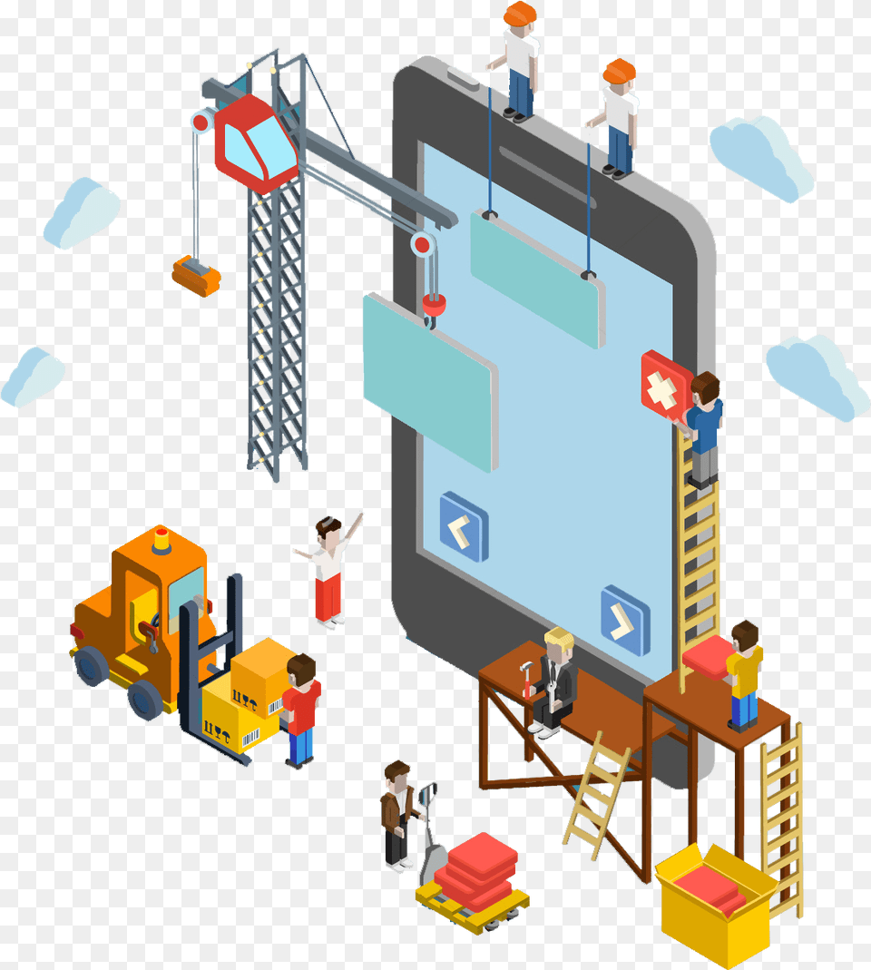 Mobile App Development We Work Web Development, Construction, Construction Crane, Person, Terminal Png