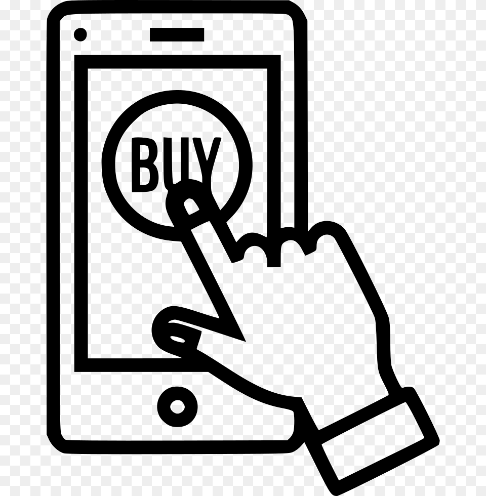 Mobile Online Store Shop Buy Sell Product Hand Gesture Online Shopping Icon, Stencil, Sign, Symbol, Device Png Image