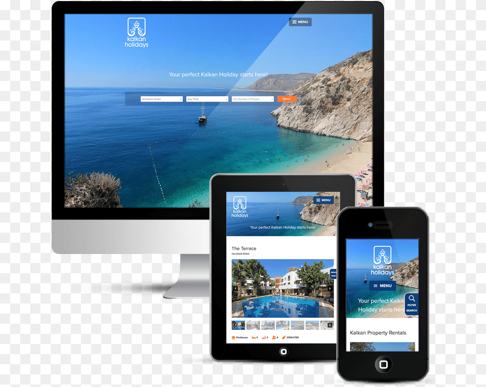 Mobile Responsive Website Design For Kalkan Holidays Kaputa Beach, Computer, Electronics, Mobile Phone, Phone Png Image