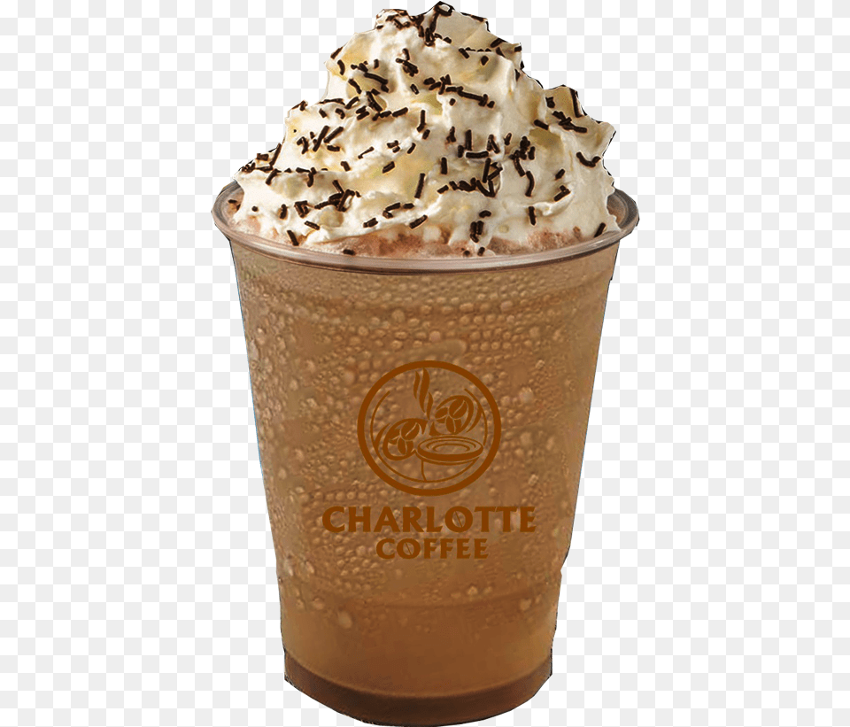 Mocha Lotte Frapp Coffee, Cream, Dessert, Food, Whipped Cream Png Image