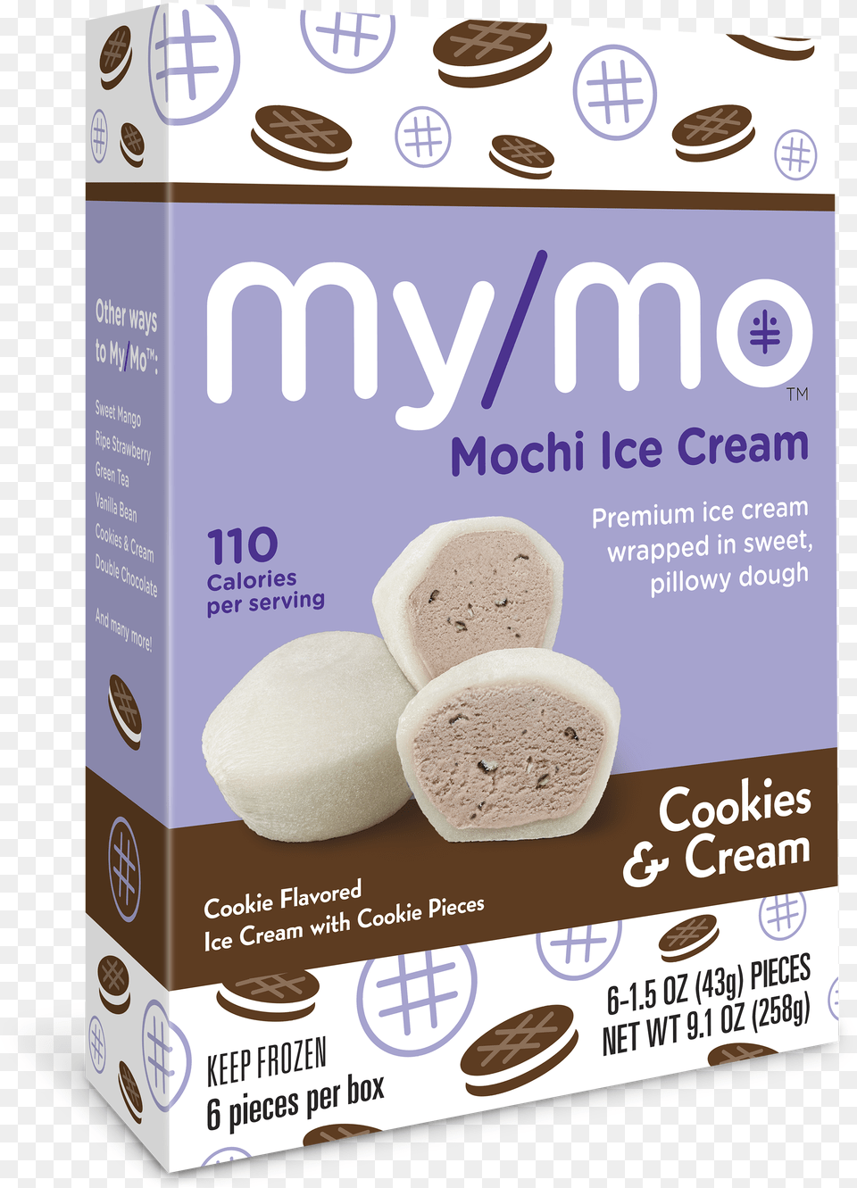 Mochi Ice Cream Cookies And Cream, Food, Sweets, Business Card, Paper Png Image