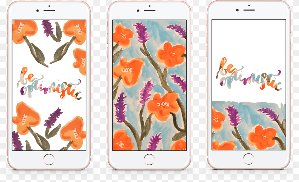 Mockups Of Lockscreens With Watercolor Poppies And Cartoon, Electronics, Mobile Phone, Phone, Iphone Free Png