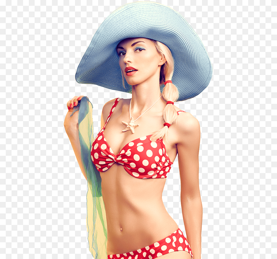 Model In Bikini And Summer Hat, Woman, Adult, Clothing, Swimwear Png