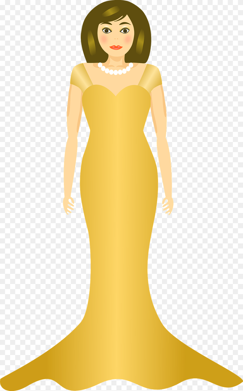 Model In Gold Evening Gown Clipart, Formal Wear, Clothing, Dress, Fashion Png Image