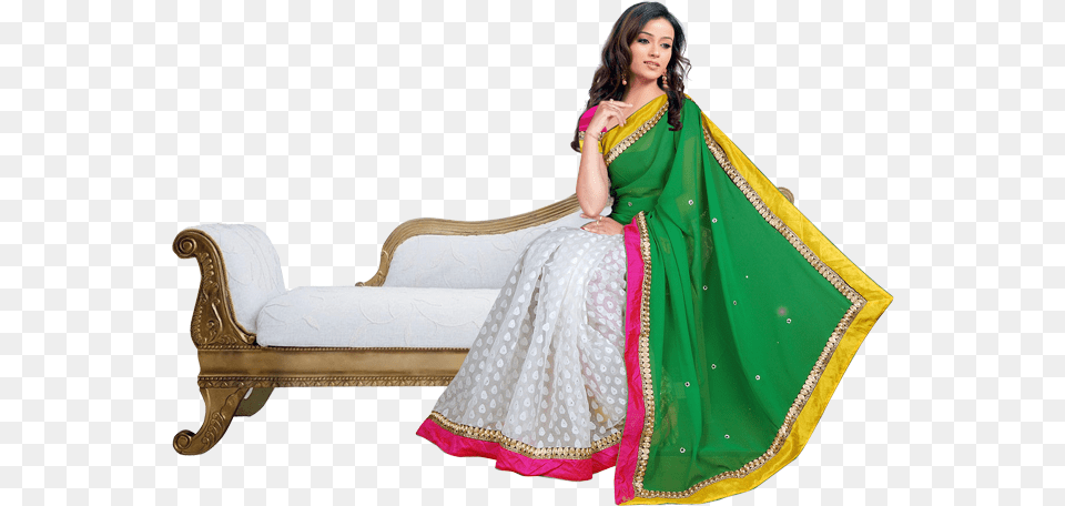 Model In Saree, Silk, Furniture, Gown, Clothing Png