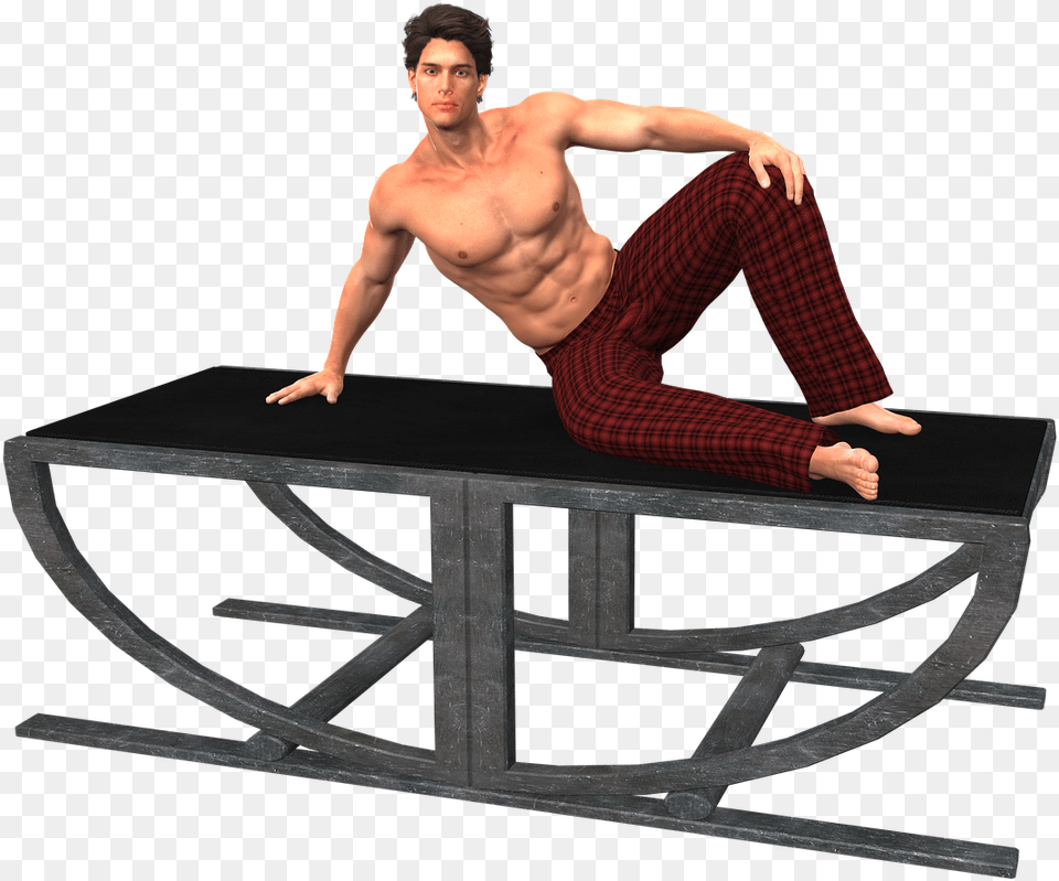 Model Man Table Pose Relaxed Isolated Sexy Sexy Table Pose, Furniture, Adult, Person, Male Free Png