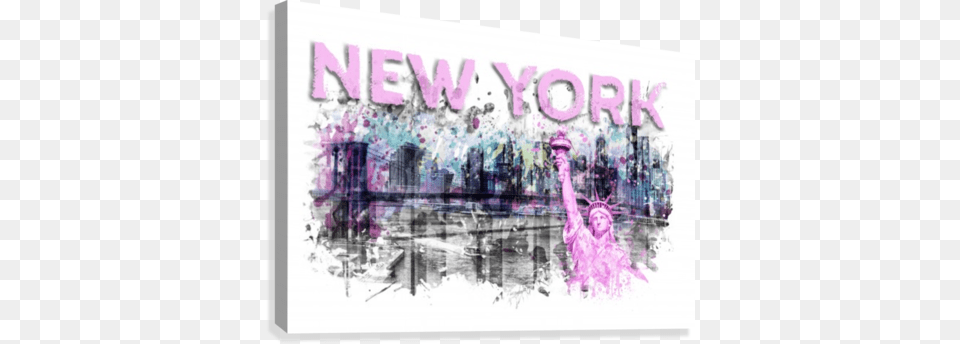 Modern Art New York City Skyline Splashes Giclee Print Modern Art New York City Skyline Splashes, Purple, Adult, Bride, Female Free Png