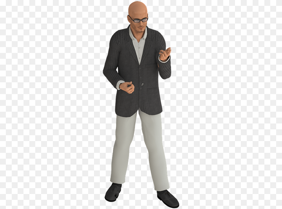 Modern Bald Man Wearing Glasses White Bald Man, Shirt, Suit, Jacket, Formal Wear Png