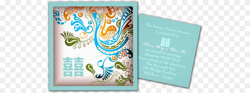 Modern Blue Phoenix Chinese Wedding Invitation Graphic Design, Envelope, Greeting Card, Mail, Pattern Free Transparent Png