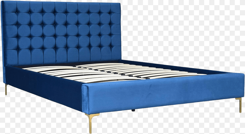 Modern Blue Velvet Eastern King Bed Frame Royal Blue Velvet Bed, Furniture, Couch Free Png Download