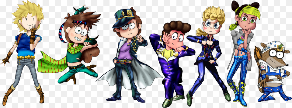 Modern Cartoon Characters Posing As Jojo39s Bizarre Regular Show Bizarre Adventure, Book, Comics, Publication, Toy Png Image