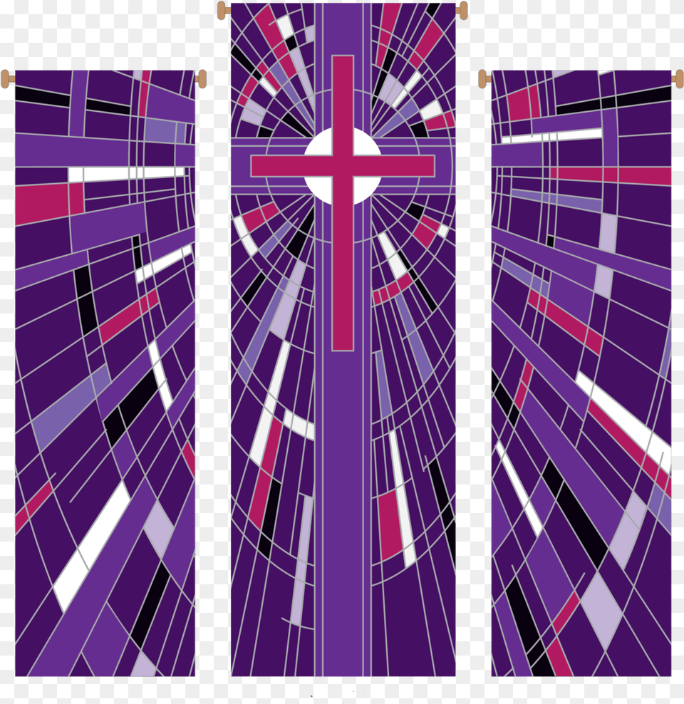 Modern Cross Purple 3 Piece Banner Set Lent Banners, Art, Graphics, Pattern Free Png Download