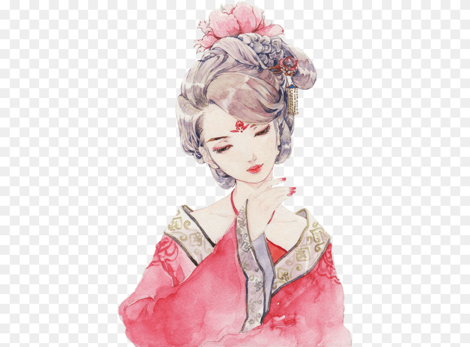 Modern Japanese Wallpaper Drawing Korean Geisha Painting, Adult, Person, Woman, Female Free Png Download