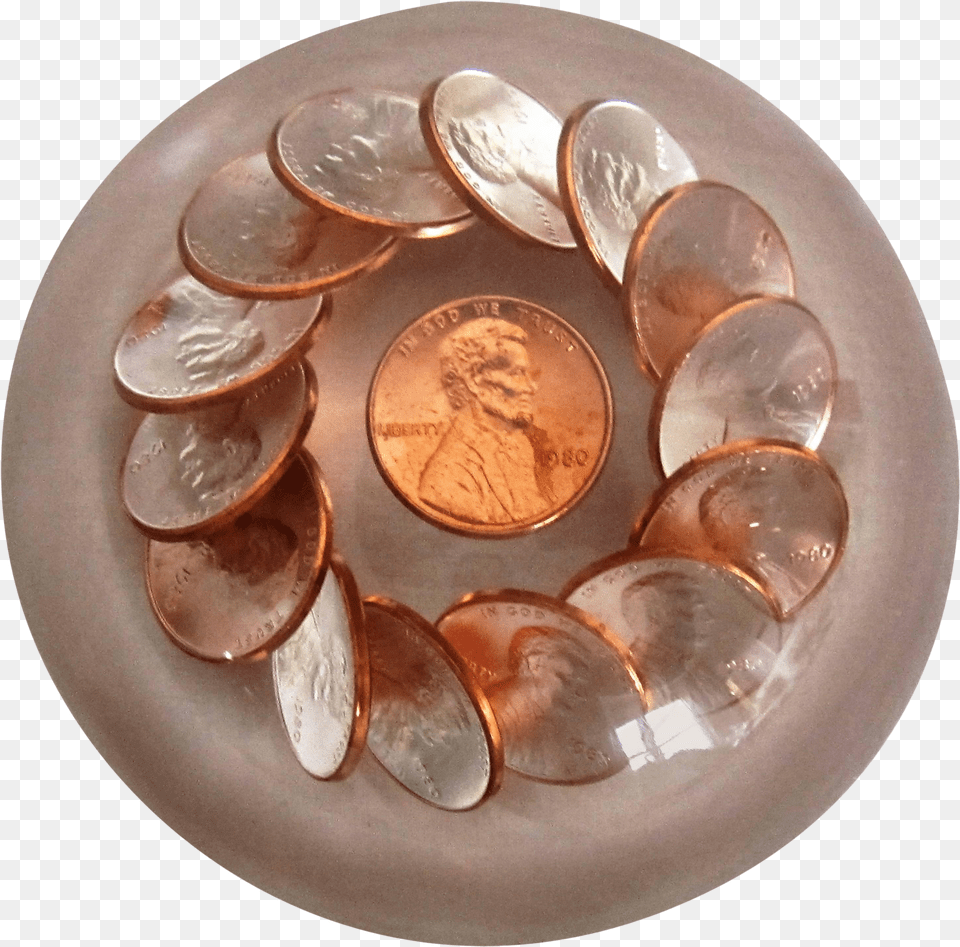 Modern Lucite Copper Penny Paperweight Hagar And Ishmael, Gray Png Image