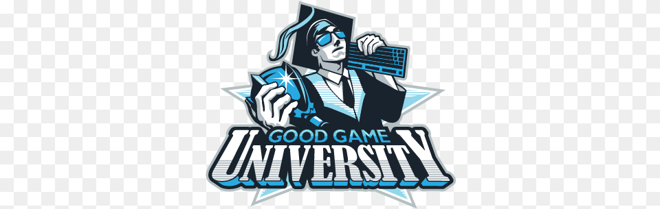 Modern Masculine University Logo Design For Good Game Good Game University, Advertisement, Poster, Person, People Free Transparent Png