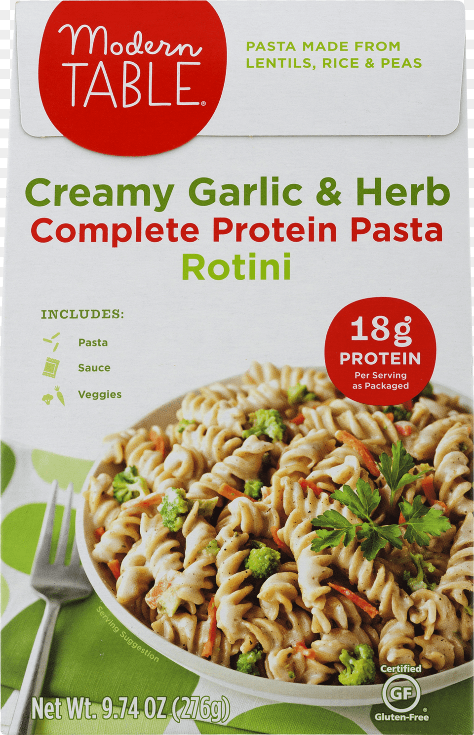 Modern Table Creamy Garlic And Herb Lentil Pasta Meal, Advertisement, Food, Cutlery, Fork Png