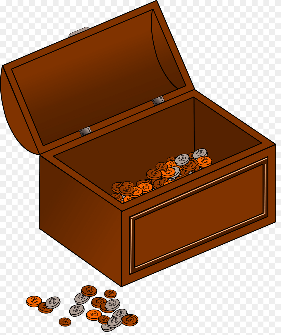 Modern Treasure Chest With A Few Ancient Coins Clipart, Box, Mailbox Png