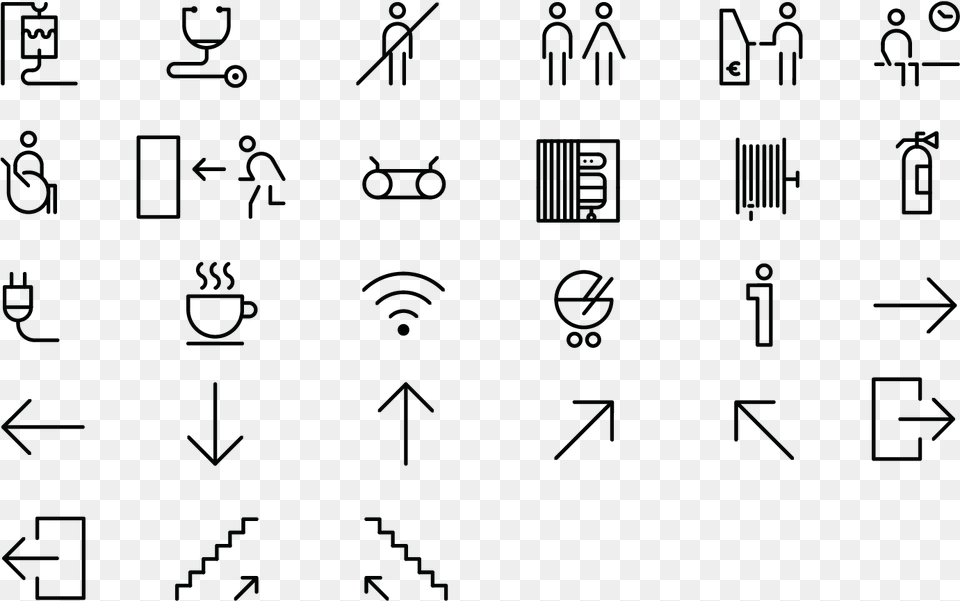 Modern Wayfinding Symbols, Text Free Transparent Png