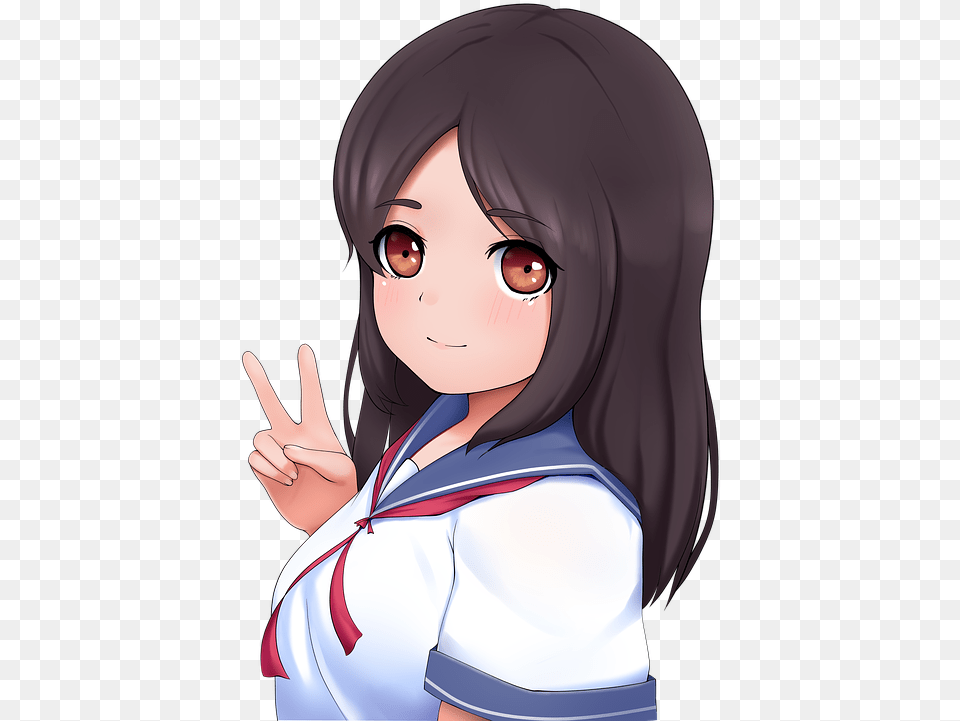 Moe Cute Women Students Schoolgirl Anime Girl Peace Sign, Book, Comics, Publication, Adult Free Png