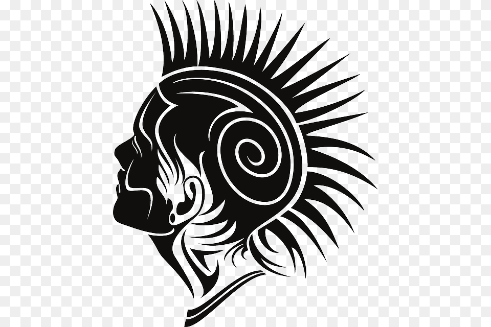 Mohawk Clipart Punk Music Punk Head, Art, Stencil Free Png Download