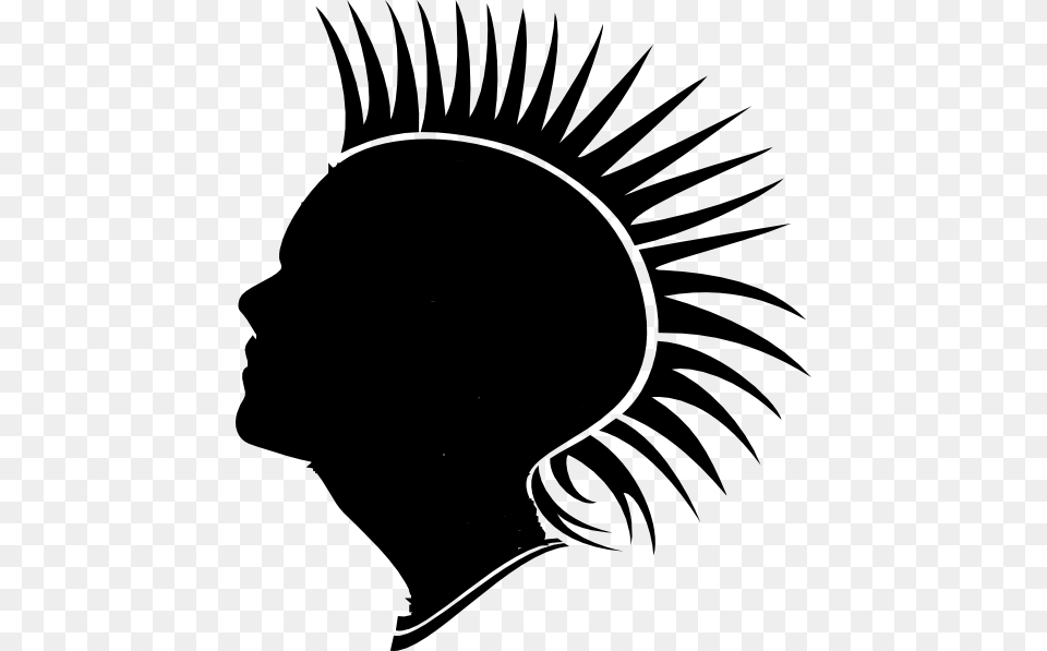 Mohawk Hairstyle Clip Art, Silhouette, Stencil, Hair, Mohawk Hairstyle Free Png Download