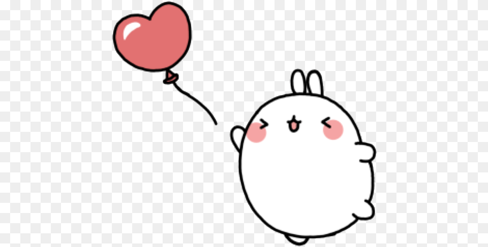 Molang Cute Kawaii Pastel Pink Heart Love Freetoedit Kawaii Cute Heart, Balloon, Animal, Mammal, Rat Png Image