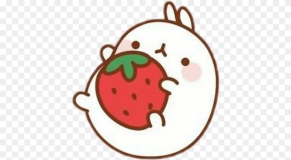 Molang Strawberry Cute Kawaii Pink, Berry, Produce, Plant, Fruit Png Image
