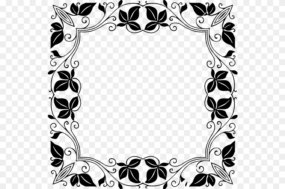 Moldura Folhas Quadrado, Gray Free Transparent Png