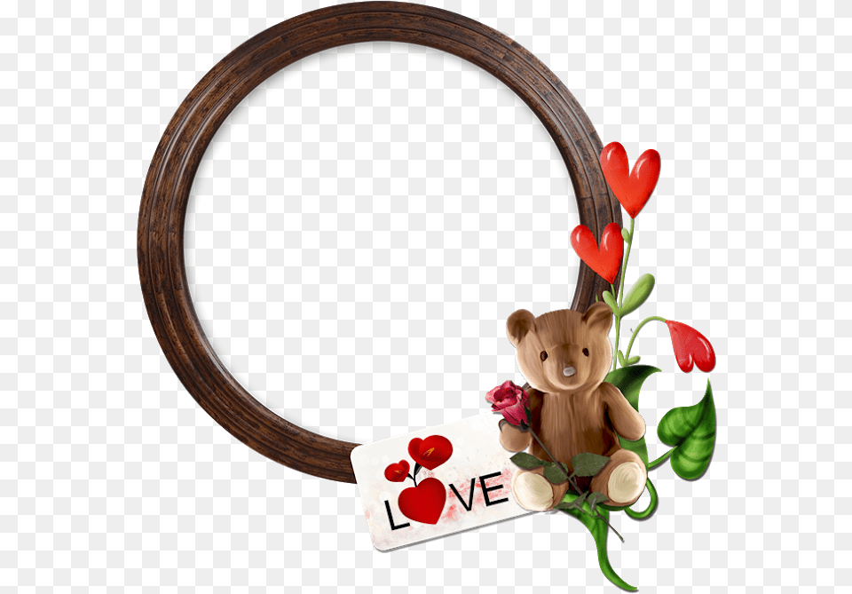 Moldura Mcara I Love You Redonda Imitando Madeir Picture Frame, Flower, Flower Arrangement, Plant Png Image