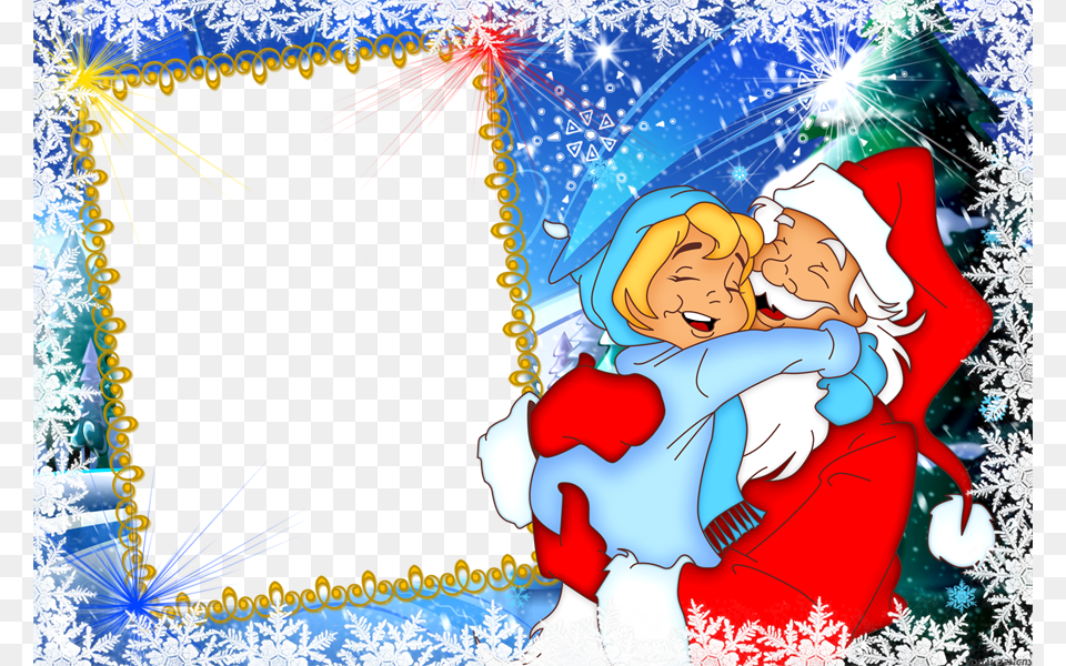 Moldura Papai Noel E Crianas Pozdr S Novim Godom, Book, Comics, Publication, Art Free Transparent Png